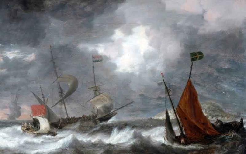 Bonaventura Peeters Sea storm with sailing ships Norge oil painting art